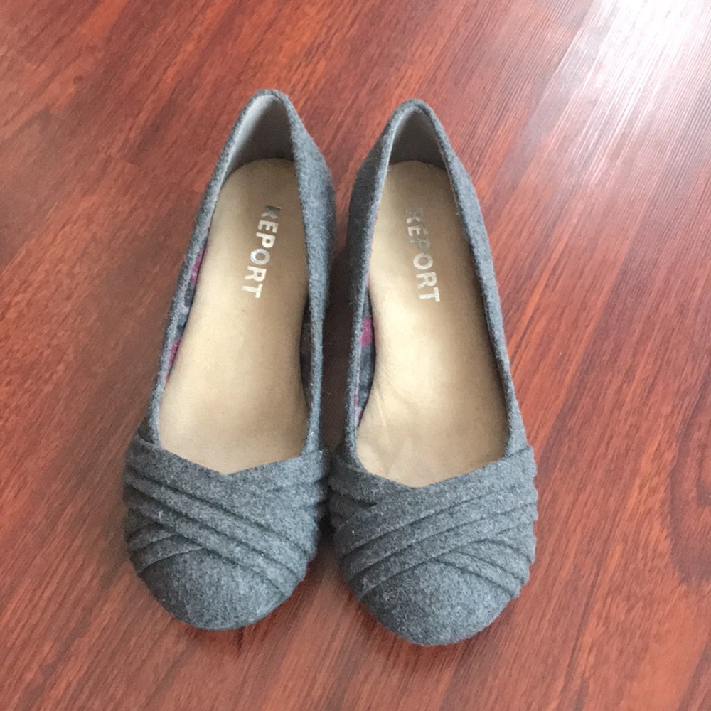 Gray “wool” flats by Report